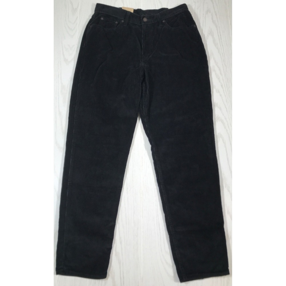 Levi's High Waisted Mom Jeans 31x30 Black Corduroy 100% Cotton Tapered New